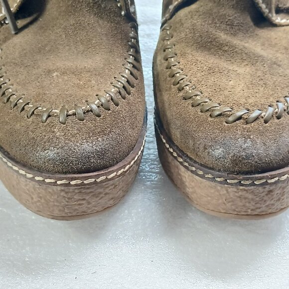 Sam Edelman Suede Fringe Ankle Wedge Boots 4" Heel Women's 8 VGUC - Picture 12 of 16